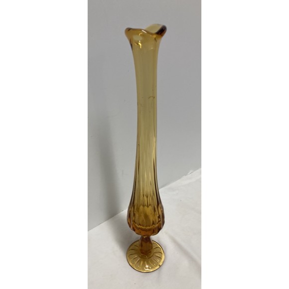 Fenton Other - Fenton? - Amber Glass Swung Footed Bud Vase Mid-Century Modern 13" Tall Vintage